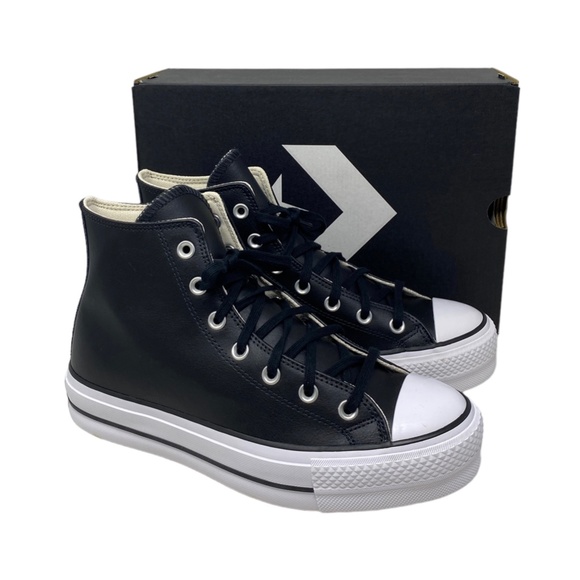 Converse Chuck Lift Platform High Top Leather Black Women Size Sneakers 561675C - Picture 3 of 11